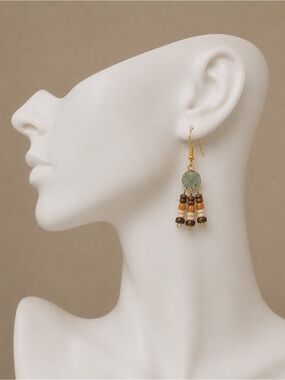 NWT - Handmade - Bohemian Beaded Earrings with Gold Accents - 925 gold plated